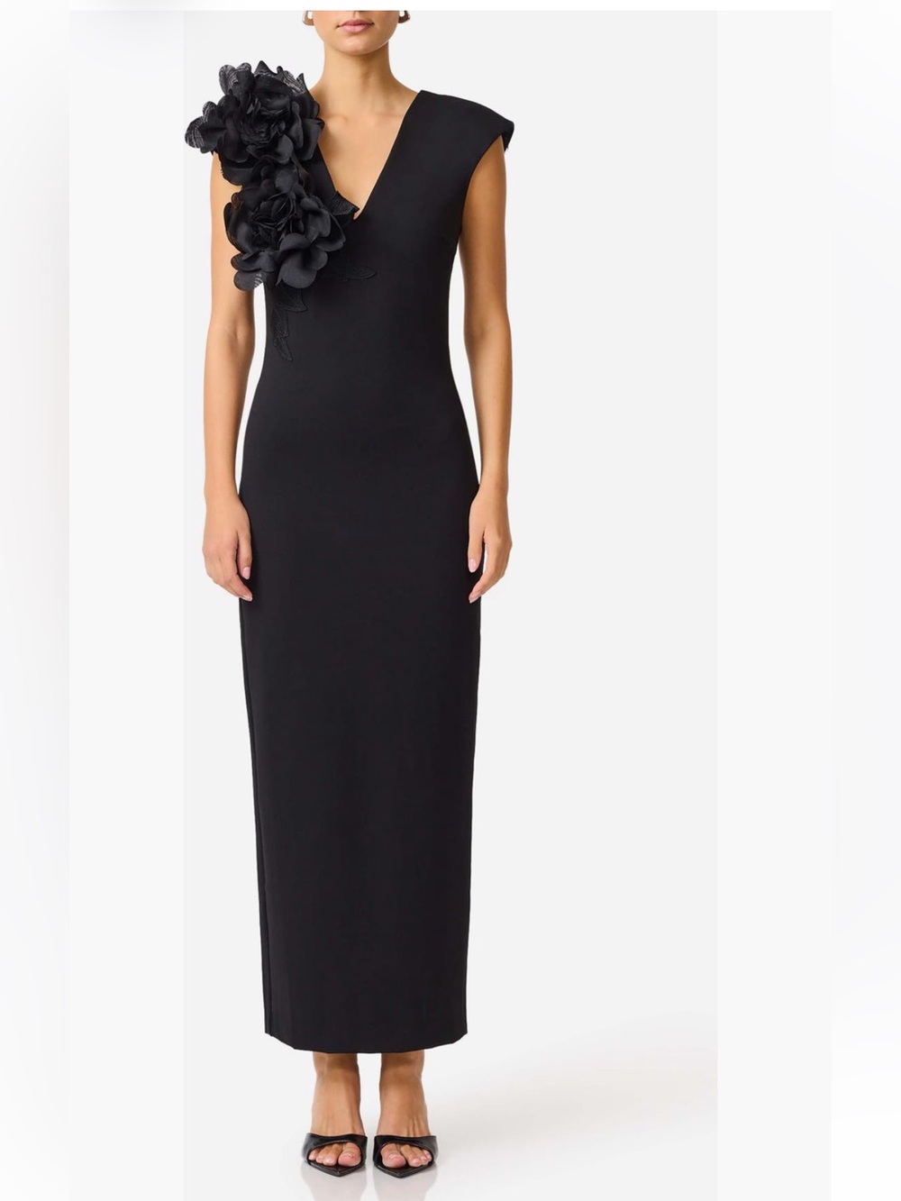 Elliatt Zahara Floral Sleeveless Gown Black on Black